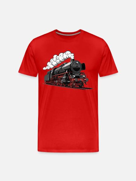 Retro Dampflok Design - Männer Premium Bio T-Shirt - Rot