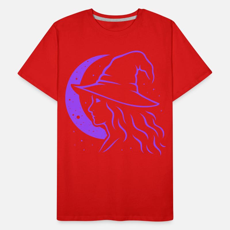 Witch Silhouette Moon Witchcore Motif Men's Premium Organic T-Shirt