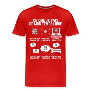 Was ich mit meiner Freizeit im Himalaya mache - Männer Premium Bio T-Shirt - Rot - Vorne - Damien (186cm)