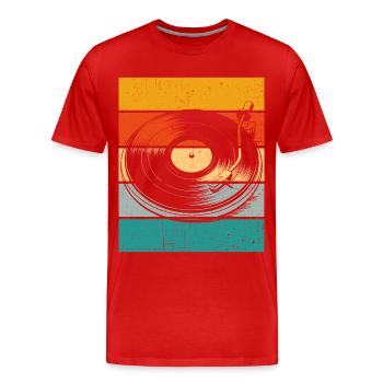 Platine vinyle rétro - T-shirt bio Premium Homme - rouge - Devant - Damien (186cm)