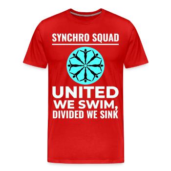 United We Swim Divided We Sink Synchro Squad  - Men's Premium Organic T-Shirt - red - Front - Damien (186cm)