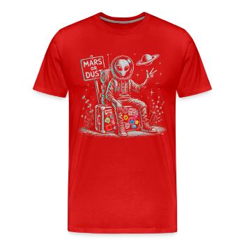 Außerirdischer Astronaut mit Weltraumelementen - Männer Premium Bio T-Shirt - Rot - Vorne - Damien (186cm)