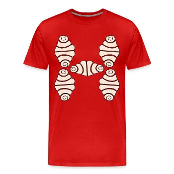 ANFANGSBUCHSTABE H FRANZBRÖTCHEN - Männer Premium Bio T-Shirt - Rot - Vorne - Damien (186cm)