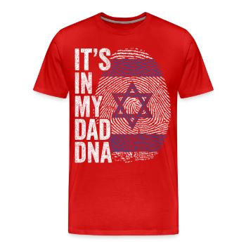 Israel Flagge Impressum Israelischer Vater - Männer Premium Bio T-Shirt - Rot - Vorne - Damien (186cm)