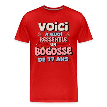 77th Birthday Humor - Men's Premium Organic T-Shirt - red - Front - Damien (186cm)
