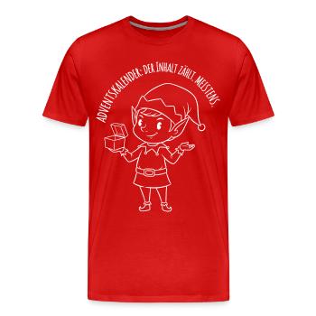 Calendrier de l’Avent : Le contenu compte. Surtout! - T-shirt bio Premium Homme - rouge - Devant - Damien (186cm)