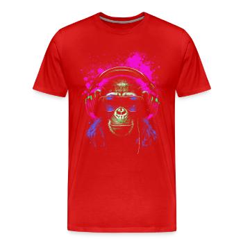 Chimpanzé Musicien Psychedelique - T-shirt bio Premium Homme - rouge - Devant - Damien (186cm)