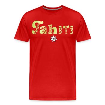 Tahiti (citron vert) - T-shirt bio Premium Homme - rouge - Devant - Damien (186cm)