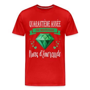 Smaragd Hochzeit 40 Jahre Paar - Männer Premium Bio T-Shirt - Rot - Vorne - Damien (186cm)