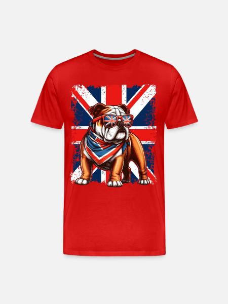 Bulldog with UK Flag Accessories - Men's Premium Organic T-Shirt - red