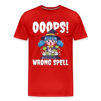 OOOPS! WRONG SPELL - WITCH HALLOWEEN - Men's Premium Organic T-Shirt - red - Front - Damien (186cm)