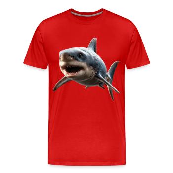 Shark Shark Tiger Shark Diver Cute Sharks Great White Shark - Men's Premium Organic T-Shirt - red - Front - Damien (186cm)