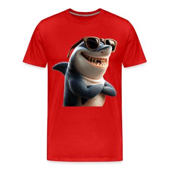Shark Shark Tiger Shark Diver Cute Sharks Great White Shark - Men's Premium Organic T-Shirt - red - Front - Damien (186cm)