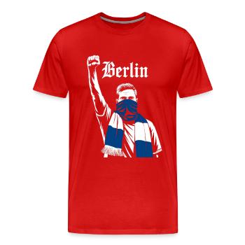 Berliner Demonstration Motiv - Männer Premium Bio T-Shirt - Rot - Vorne - Damien (186cm)