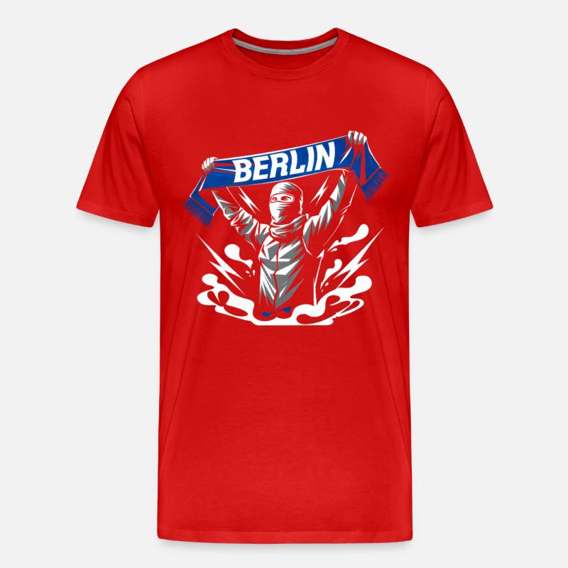 Stilisierte Neon-Graffiti Berlin Szene - Männer Premium Bio T-Shirt - Rot