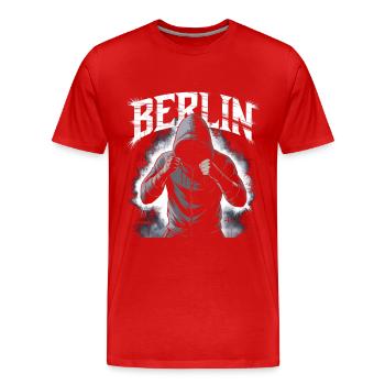 Paysage urbain berlinois de style graffiti - T-shirt bio Premium Homme - rouge - Devant - Damien (186cm)