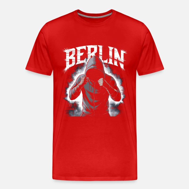 Graffiti-Style Berlin Stadtbild - Männer Premium Bio T-Shirt - Rot