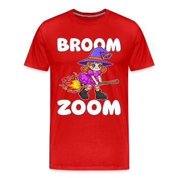 BROOM ZOOM - WITCH HALLOWEEN - Men's Premium Organic T-Shirt - red - Front - Damien (186cm)
