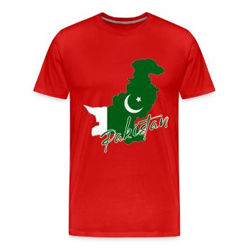 Map of Pakistan, flag of Pakistan - Men's Premium Organic T-Shirt - red - Front - Damien (186cm)