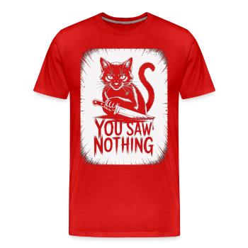Düstere Katzengestalt mit Blutmesser - Männer Premium Bio T-Shirt - Rot - Vorne - Damien (186cm)