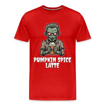PUMPKIN SPICE LATTE - ZOMBIE HALLOWEEN - Men's Premium Organic T-Shirt - red - Front - Damien (186cm)
