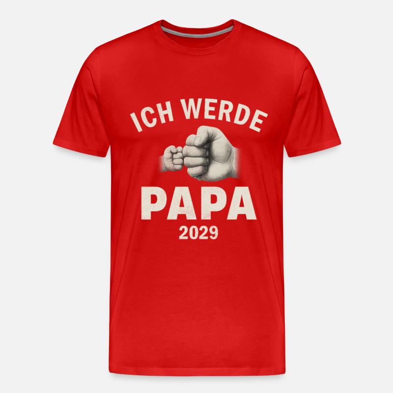 Ich werde Papa 2029 - Männer Premium Bio T-Shirt - Rot