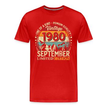 45. Geburtstag Vintage September Jahrgang 1980  - Männer Premium Bio T-Shirt - Rot - Vorne - Damien (186cm)