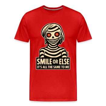 Skeletal smile with message - Men's Premium Organic T-Shirt - red - Front - Damien (186cm)