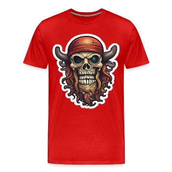 Piratenschädel mit heroischer Chimäre - Männer Premium Bio T-Shirt - Rot - Vorne - Damien (186cm)