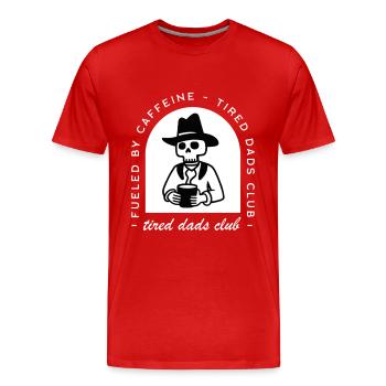 Tired dad new father funny coffee lovers western - Men's Premium Organic T-Shirt - red - Front - Damien (186cm)