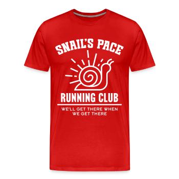 Snail's Pace Running Club - Men's Premium Organic T-Shirt - red - Front - Damien (186cm)