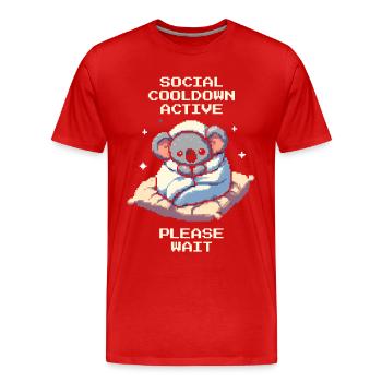 Refroidissement social actif | Humour introverti - T-shirt bio Premium Homme - rouge - Devant - Damien (186cm)