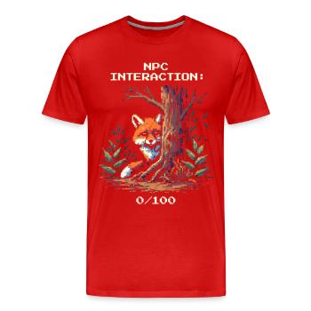 NPC Interaction: 0/100 | Introversion humor - Men's Premium Organic T-Shirt - red - Front - Damien (186cm)