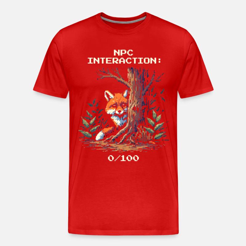 NPC-Interaktion: 0/100 | Introversion Humor - Männer Premium Bio T-Shirt - Rot