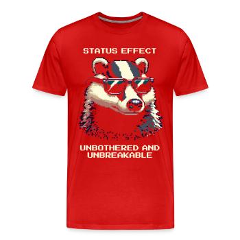 Status-Effekt: Unerschütterlich | Dachs Wald - Männer Premium Bio T-Shirt - Rot - Vorne - Damien (186cm)