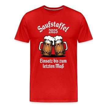 Saufstaffel 2025 Bier Volksfest - Men's Premium Organic T-Shirt - red - Front - Damien (186cm)