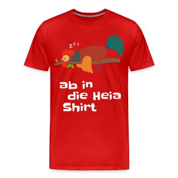 Barking rooster on branch - Men's Premium Organic T-Shirt - red - Front - Damien (186cm)