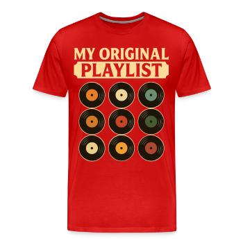 Humour Collectionneur De Vinyles - T-shirt bio Premium Homme - rouge - Devant - Damien (186cm)