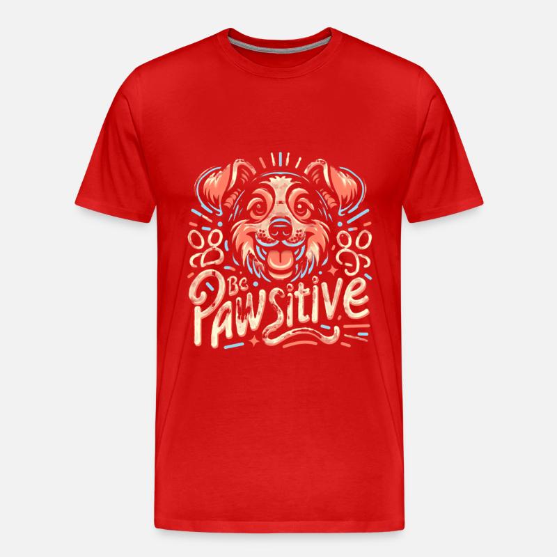 Be pawsitive süßer Hund - Männer Premium Bio T-Shirt - Rot