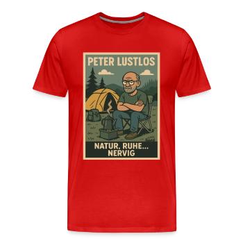 Peter Lustlos Natur Camping Design - Männer Premium Bio T-Shirt - Rot - Vorne - Damien (186cm)