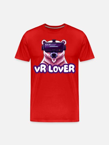 VR Bear with Virtual Reality Glasses - Men's Premium Organic T-Shirt - red
