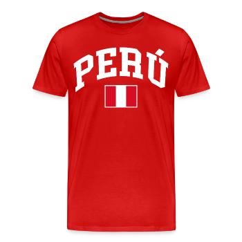 Drapeau du Pérou - T-shirt bio Premium Homme - rouge - Devant - Damien (186cm)