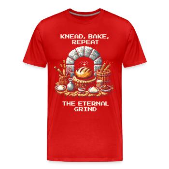 Knead, Bake, Repeat | Bread Baking Humor - Men's Premium Organic T-Shirt - red - Front - Damien (186cm)