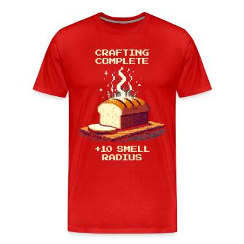 Crafting fertig: +10 Duft-Radius | Brot Humor - Männer Premium Bio T-Shirt - Rot - Vorne - Damien (186cm)