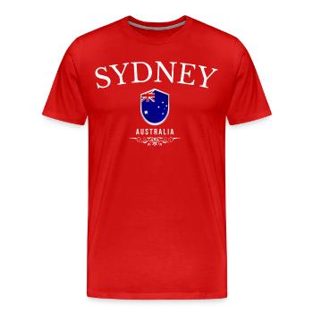 Sydney Australien, elegantes und minimalistisches Design - Männer Premium Bio T-Shirt - Rot - Vorne - Damien (186cm)