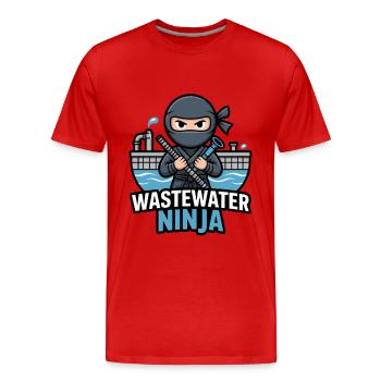 Water Treatment Plant Operator - Wastewater Ninja - Men's Premium Organic T-Shirt - red - Front - Damien (186cm)