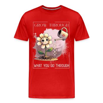 Blume der Heilung – Sanft & Stark - Männer Premium Bio T-Shirt - Rot - Vorne - Damien (186cm)