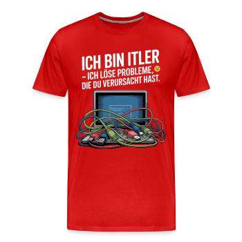 Je suis un spécialiste en informatique : humour informatique et motivation pour résoudre les problèmes - T-shirt bio Premium Homme - rouge - Devant - Damien (186cm)