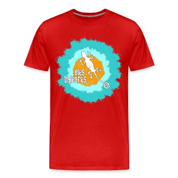 Baleares Gecko Illustration - Männer Premium Bio T-Shirt - Rot - Vorne - Damien (186cm)