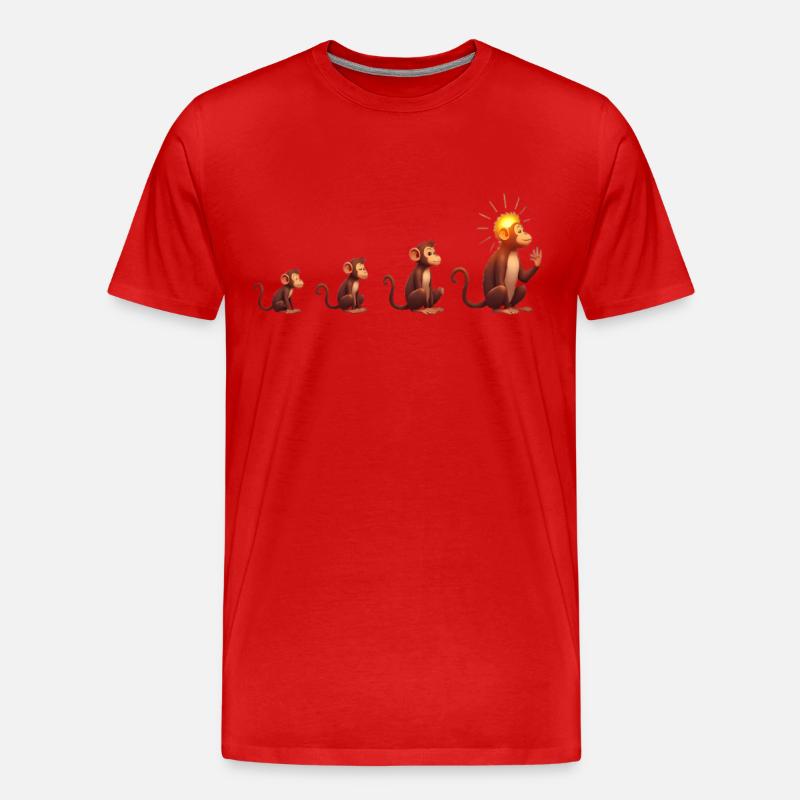 Evolution der Affen mit Sonnenkopf - Männer Premium Bio T-Shirt - Rot